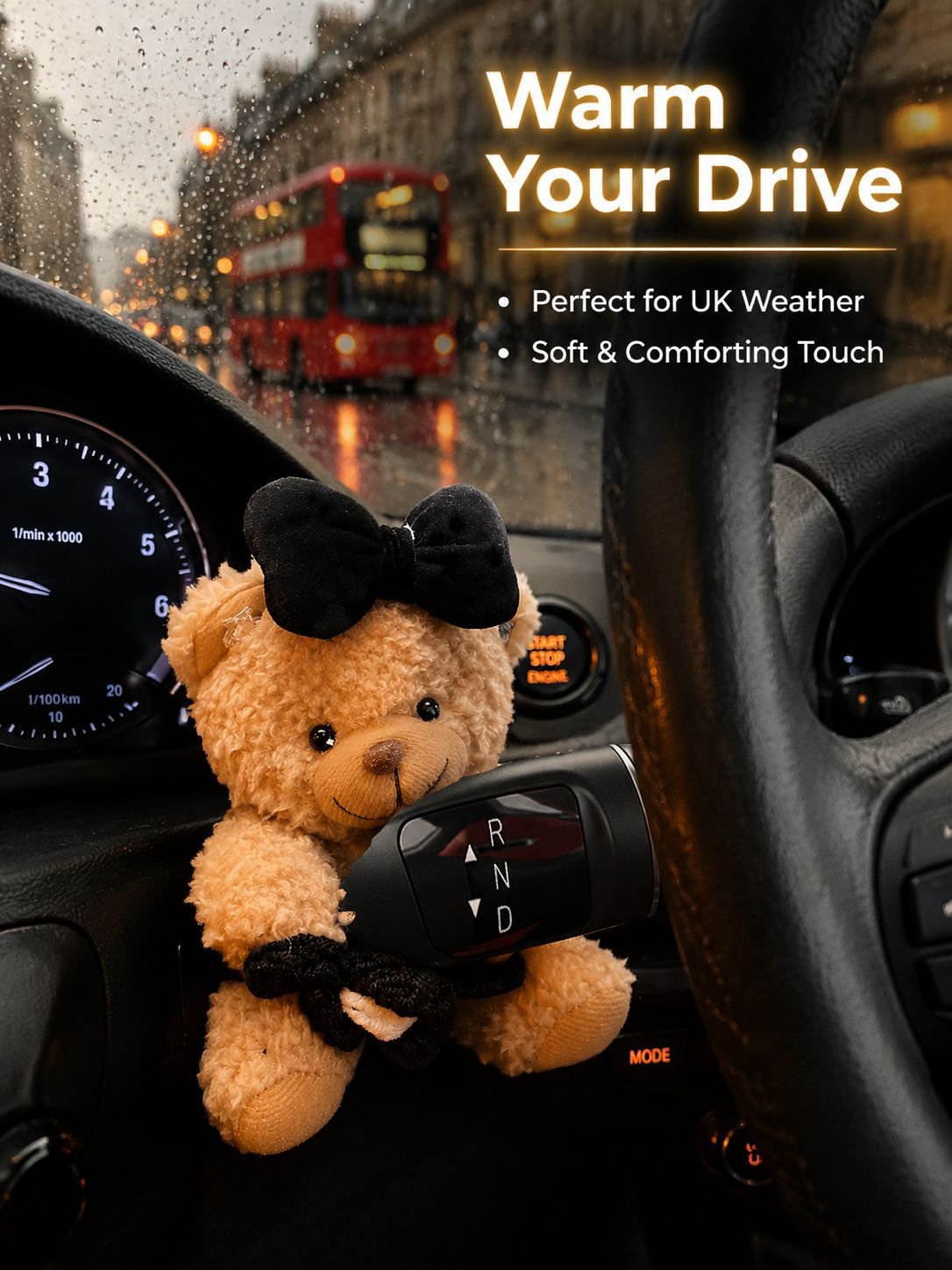 Cute bear-shaped gear shift lever steering wheel decoration