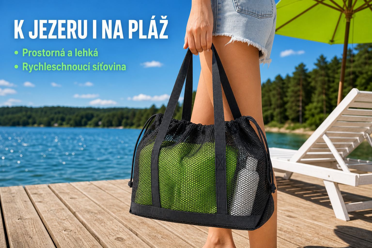 Síťovaná plážová taška cestovní toaletní úložná taška