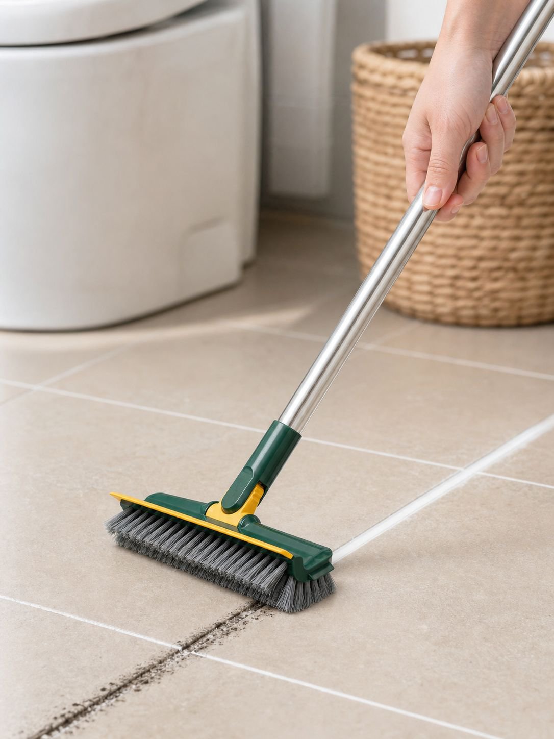 Long-handle brush for cleaning corners