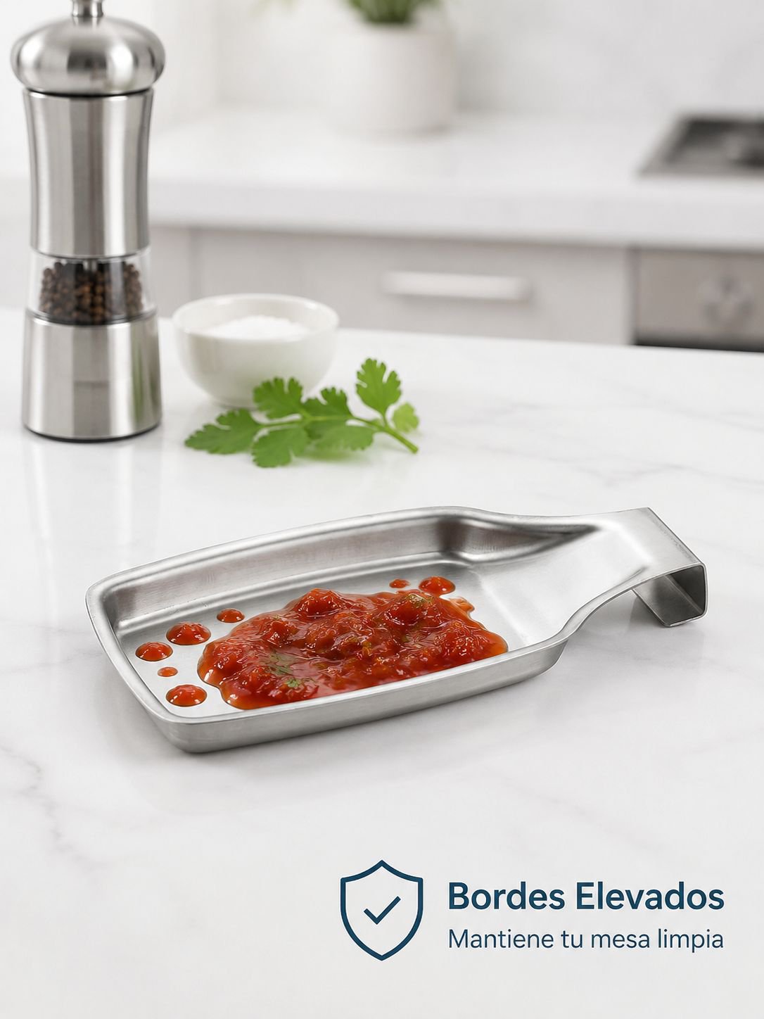 Soporte para cucharas de cocina de acero inoxidable 304, bandeja multifuncional