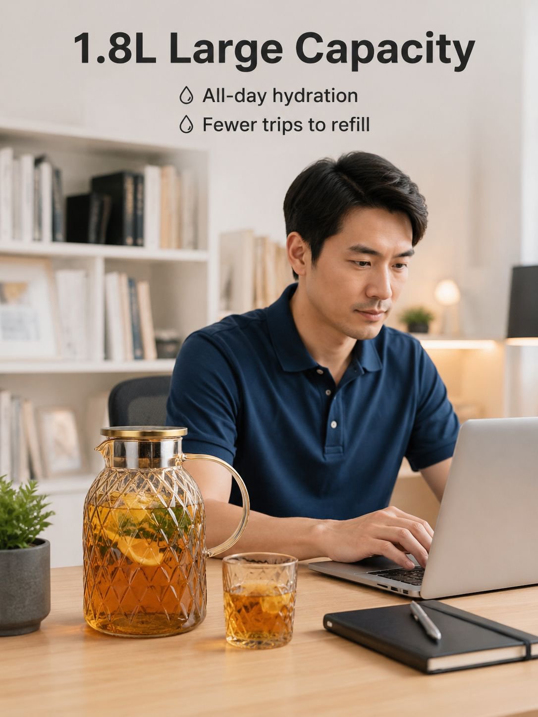 Large capacity glass water bottle