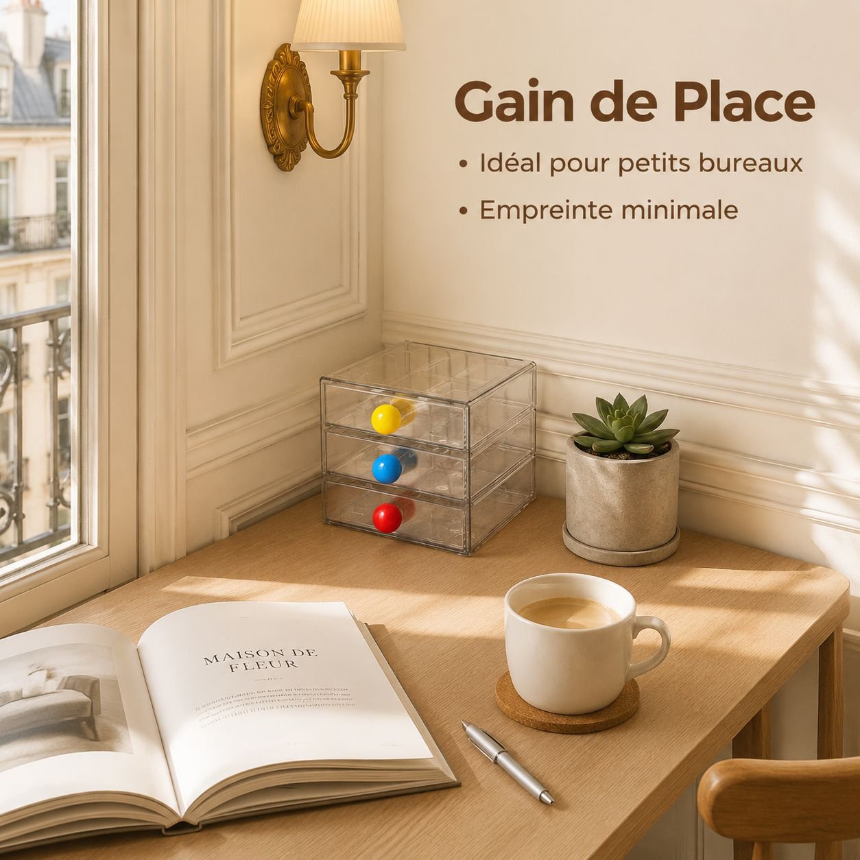 Boîte de rangement de bureau à tiroirs, multi-couches