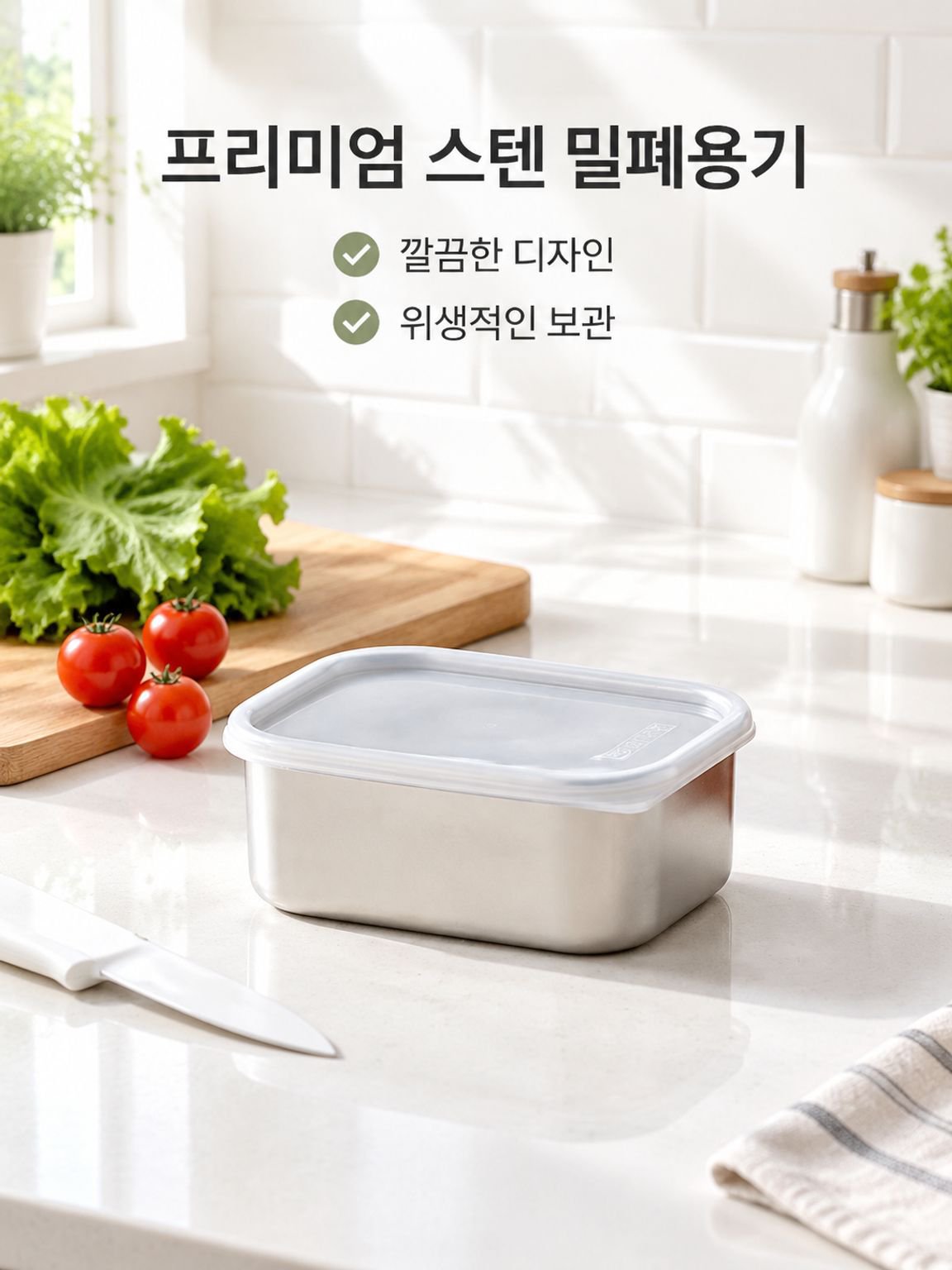 스테인리스 스틸 밀폐 식품 보관 용기