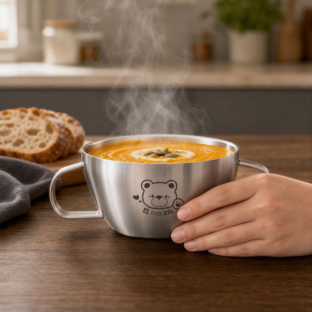 Cute Bowl with Lid 316 Stainless Steel Food Grade Household Bowl
