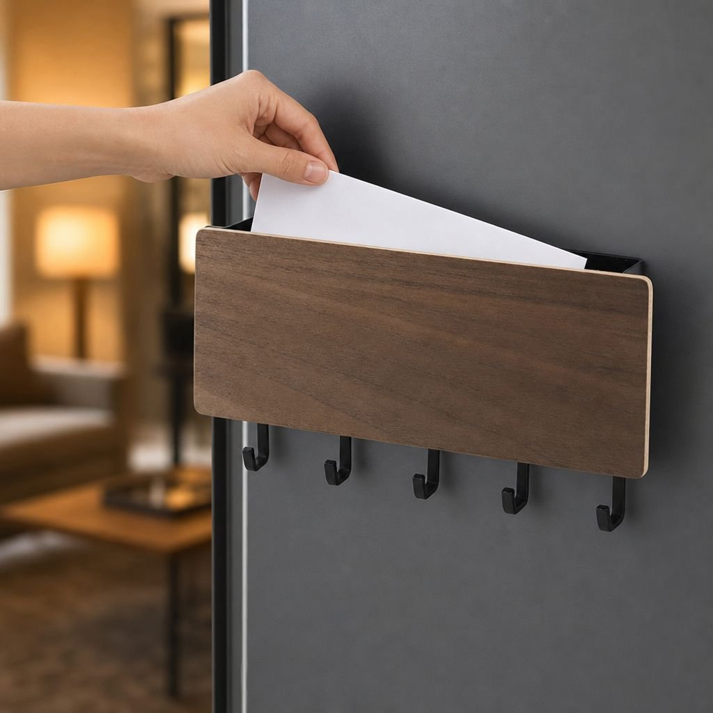 Modern key holder rack installed by front door