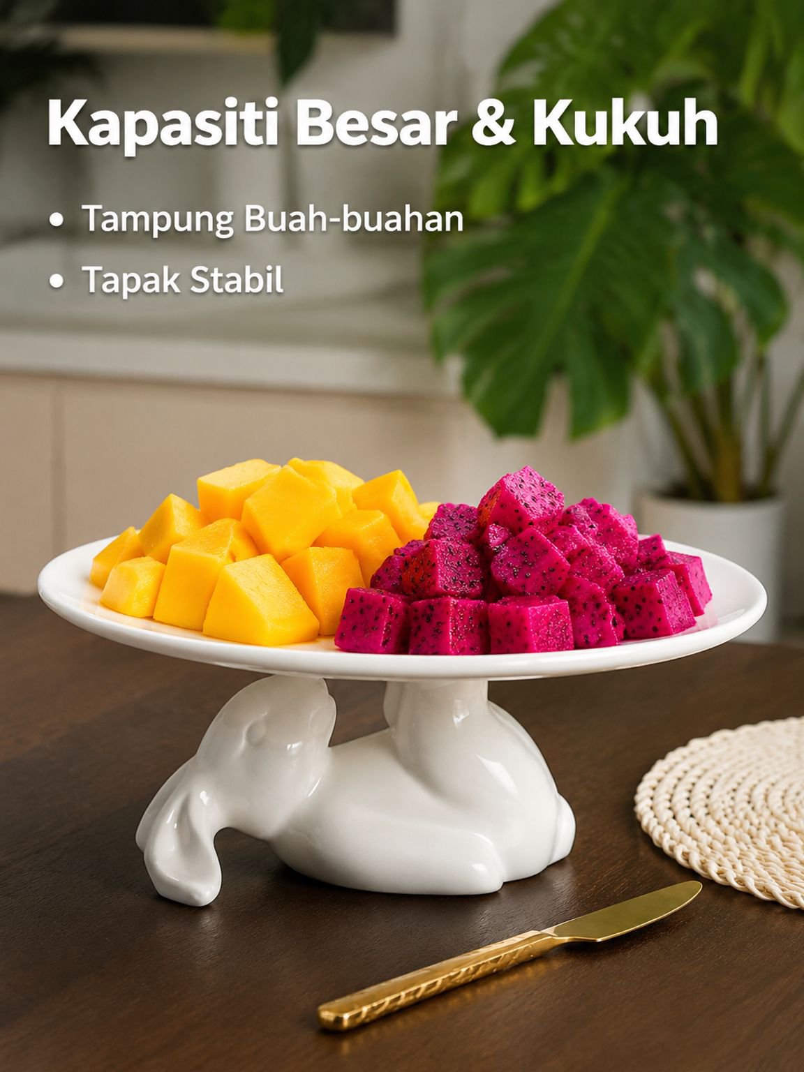 Ceramic Rabbit Shaped Snack & Fruit Plate
