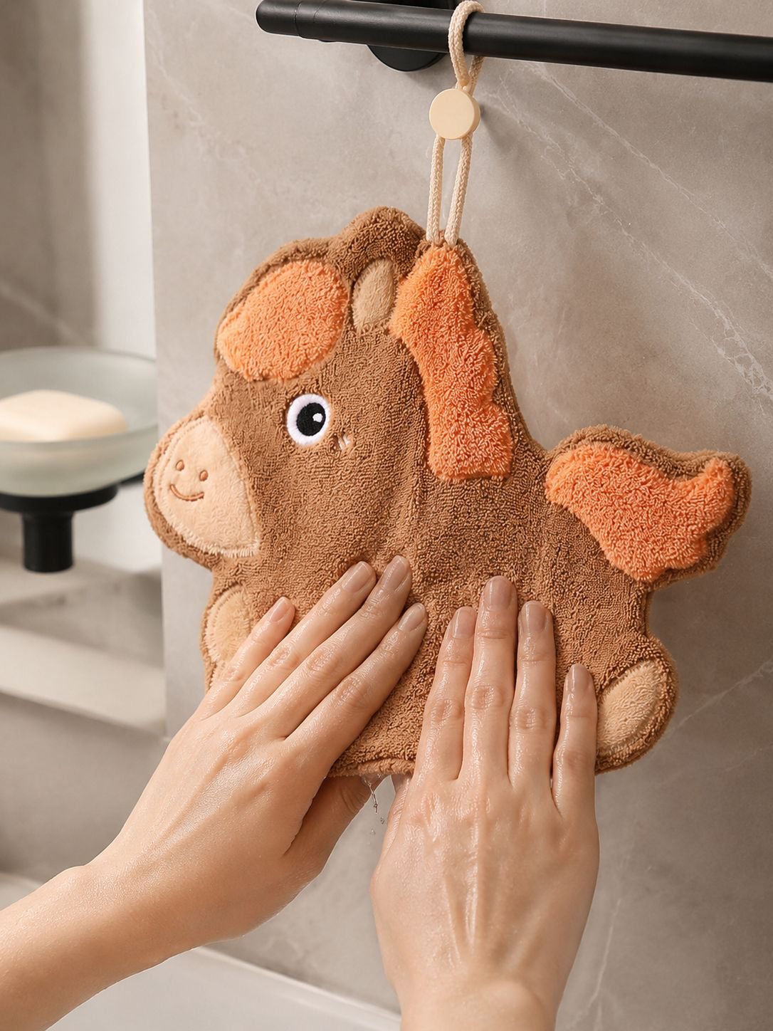 Lucky Horse hand towel for bathroom decor
