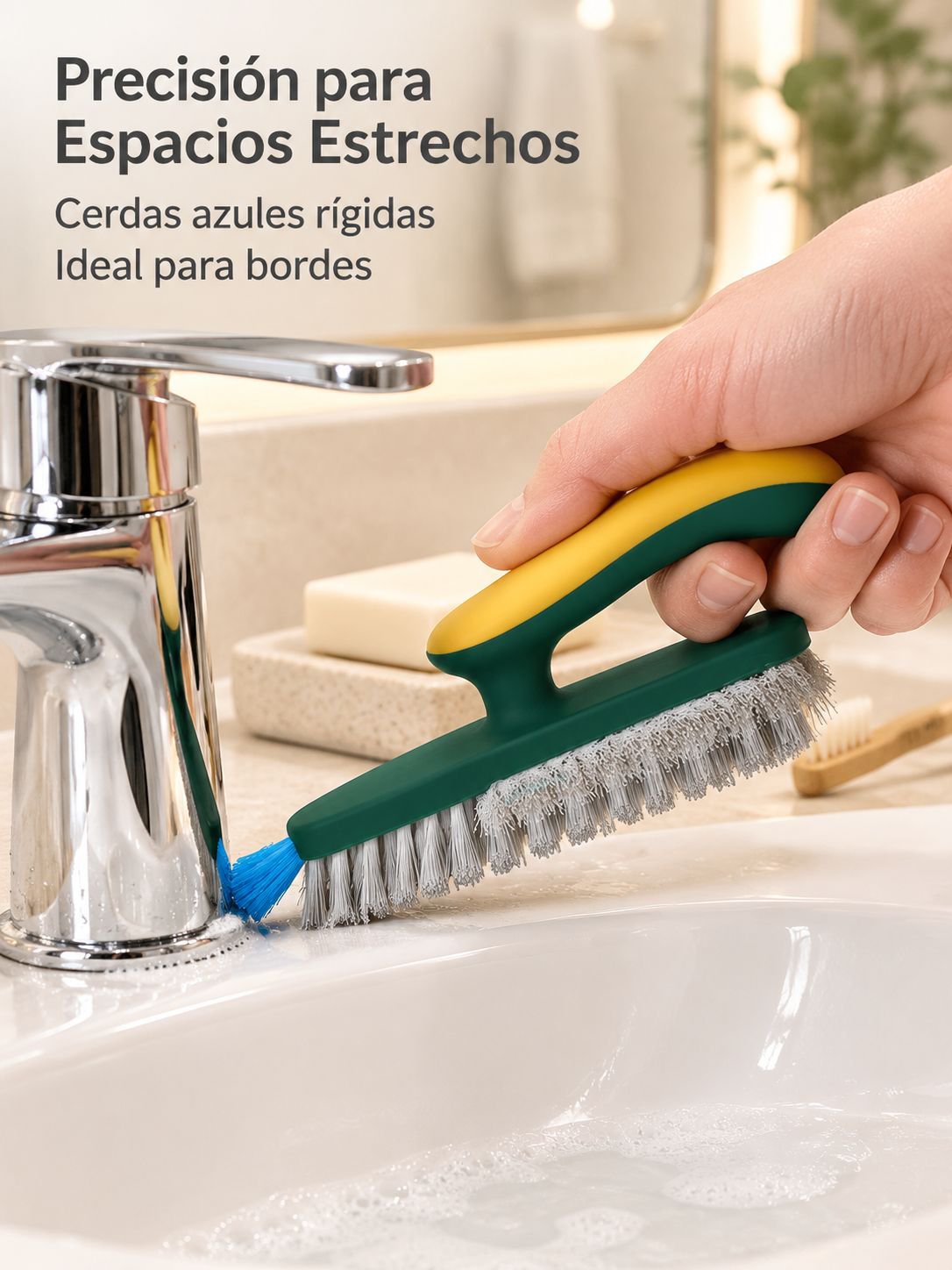 Cepillo de limpieza de esquina para baño 3 en 1