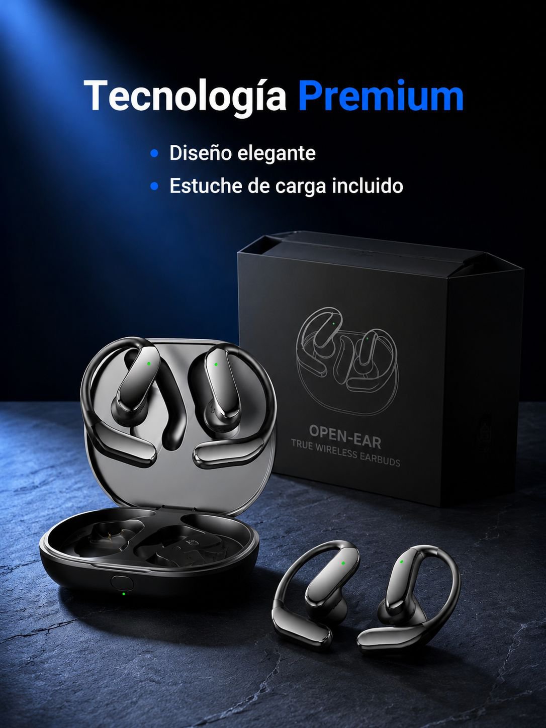 Auriculares Bluetooth modernos con diseño ergonómico y traducción