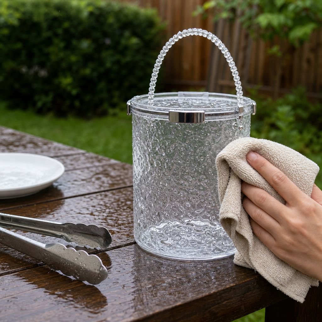 Ice bucket keeping drinks cold at a picnic