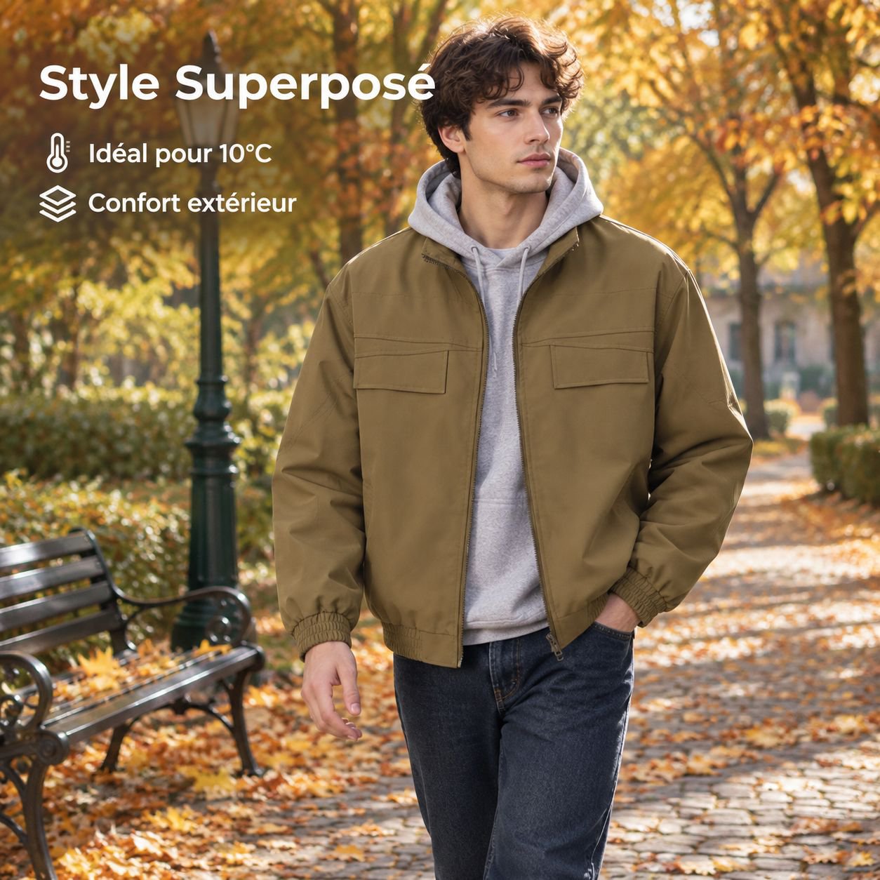 Veste homme col montant style japonais automne hiver