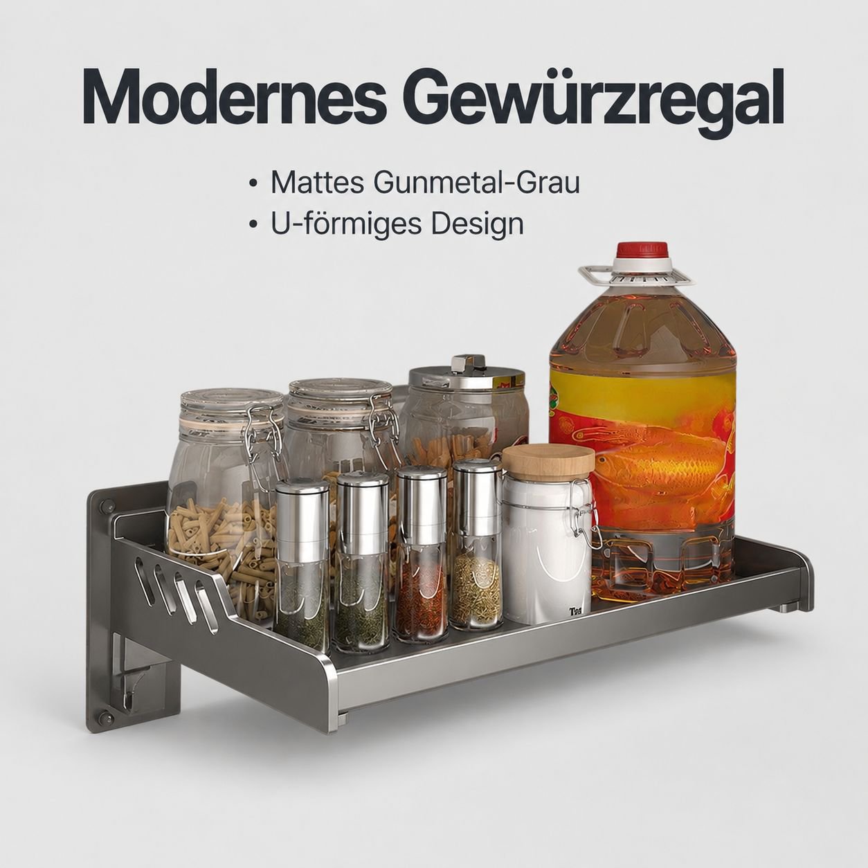 Hängendes Küchenregal für Gewürze – Bohrenfreie Montage
