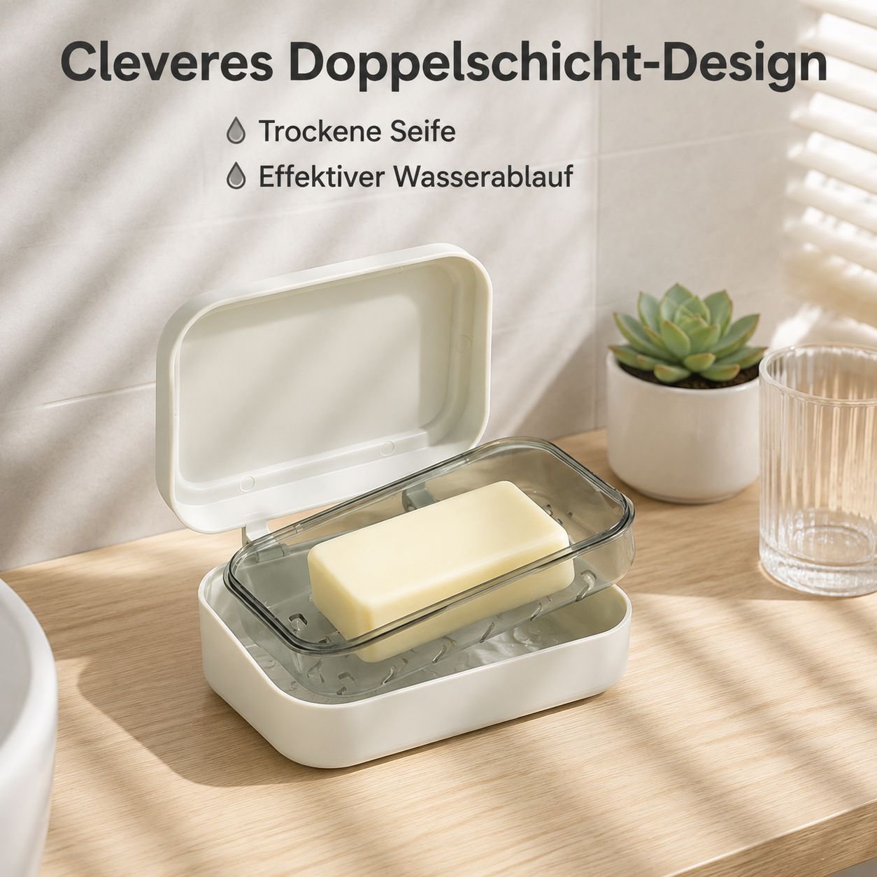 Tragbare Seifendose mit Klappdeckel
