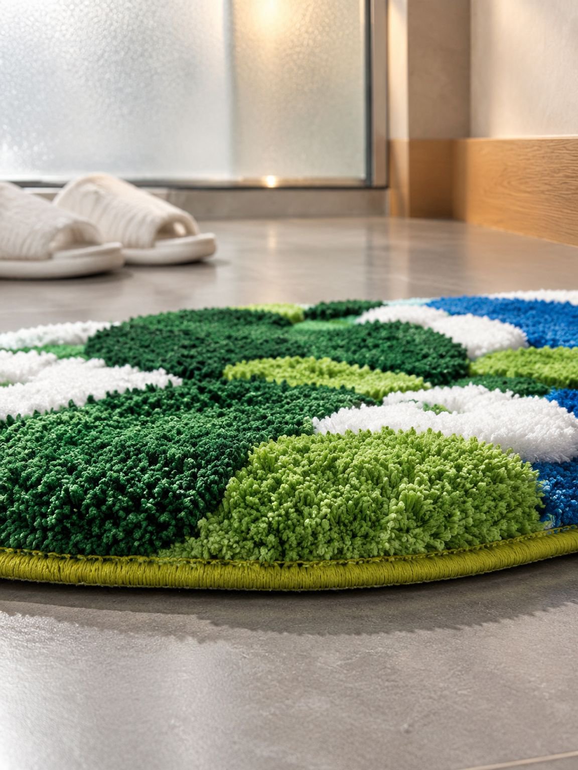 Alfombrilla de baño antideslizante en uso junto a regadera