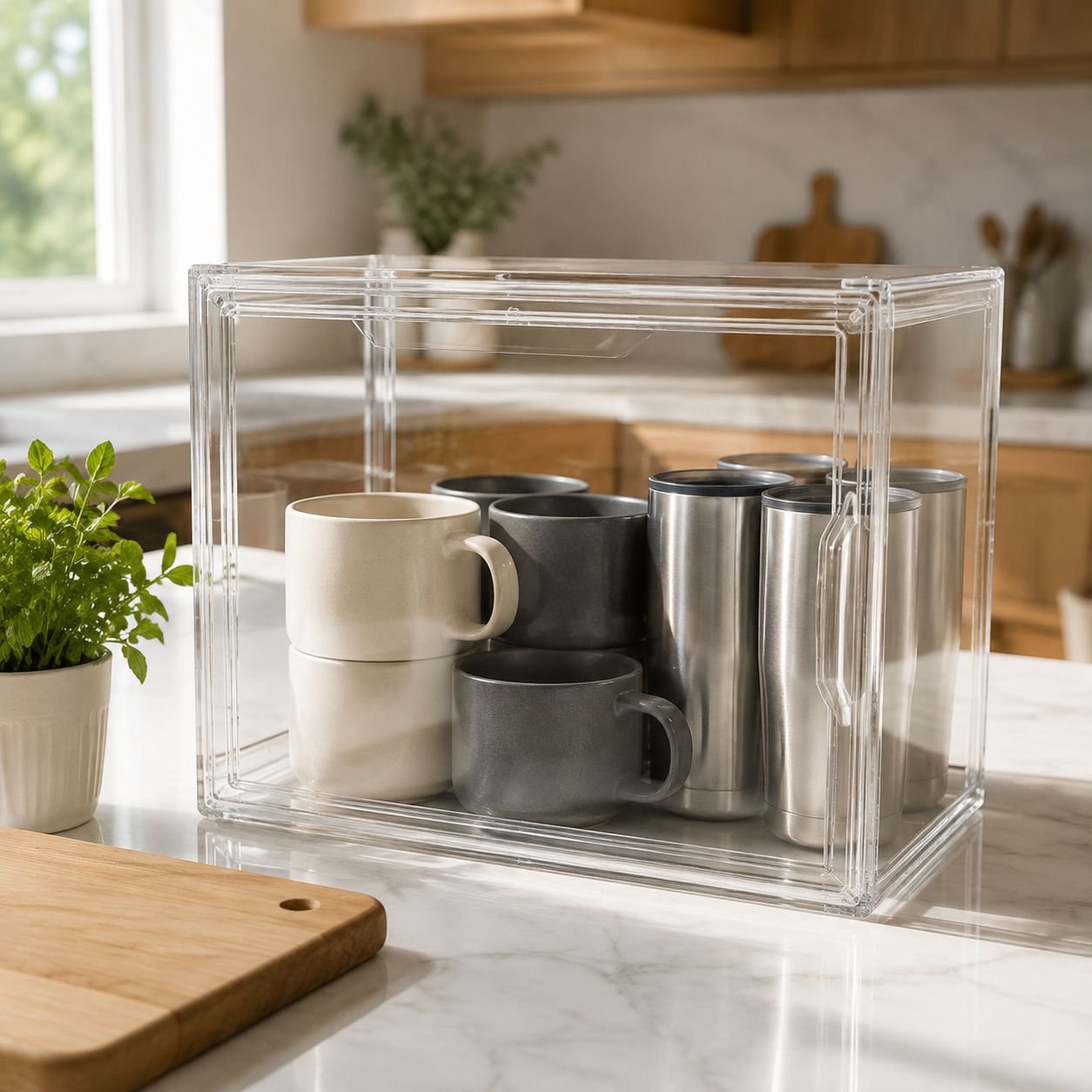 Transparent multi-layer water cup rack for kitchen storage