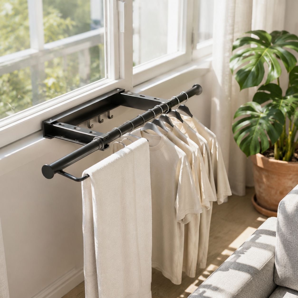 Side-mounted Stainless Steel Laundry Rod for Home Use