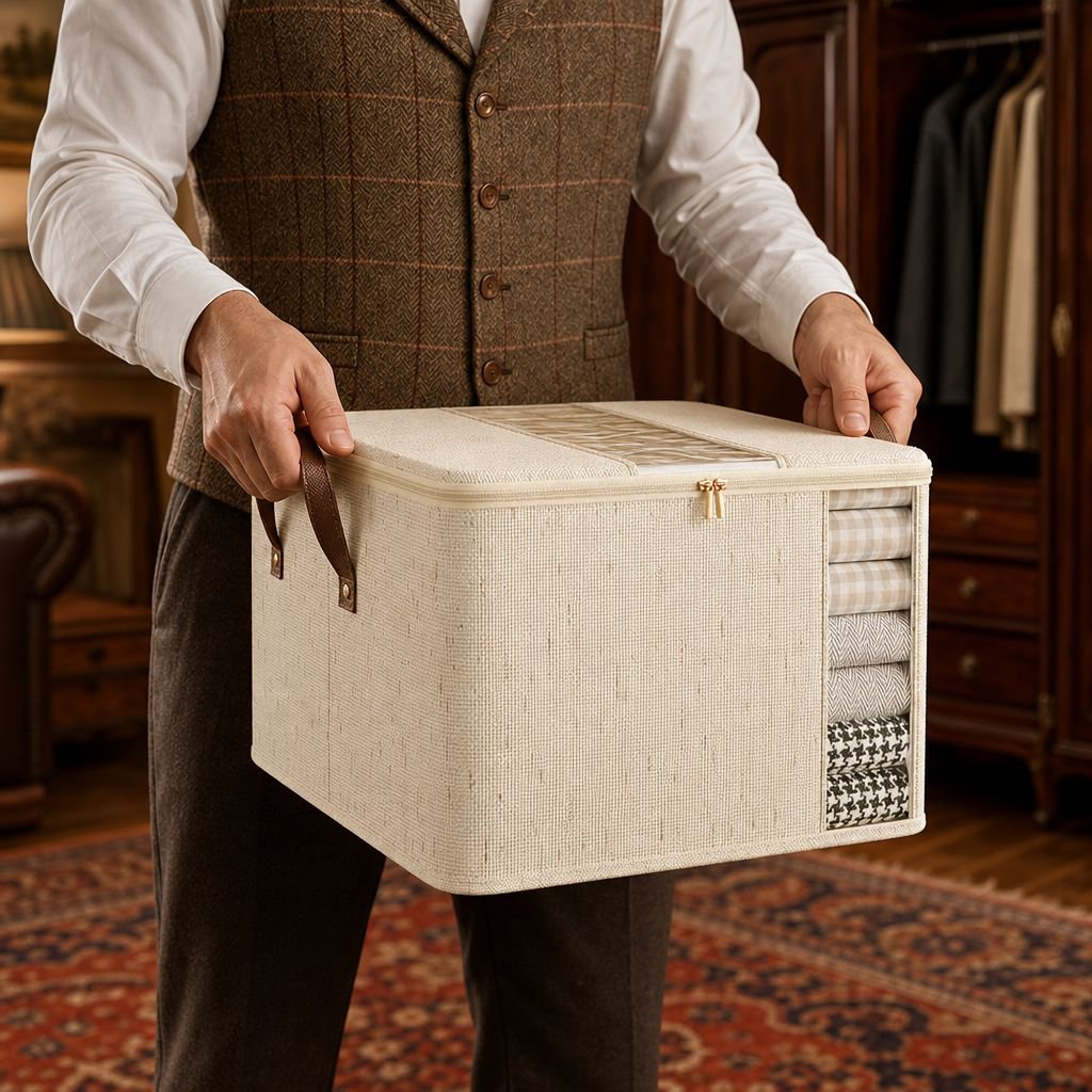 Home storage box for blankets, clothes, and bedding