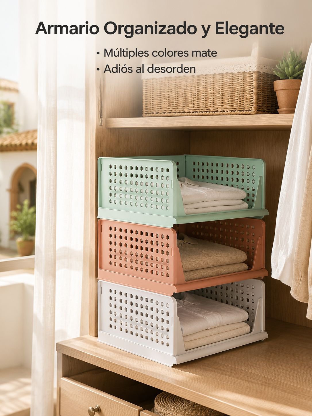 Caja de plástico para guardar ropa