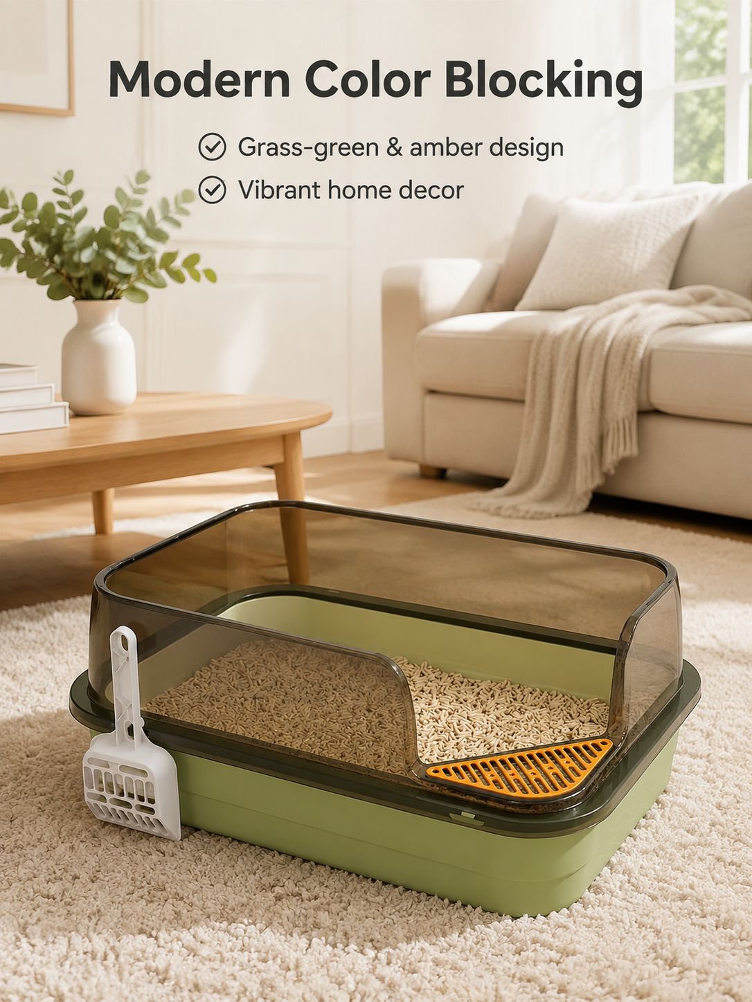 Extra Large Semi-Enclosed Splash-Proof Cat Sand Box