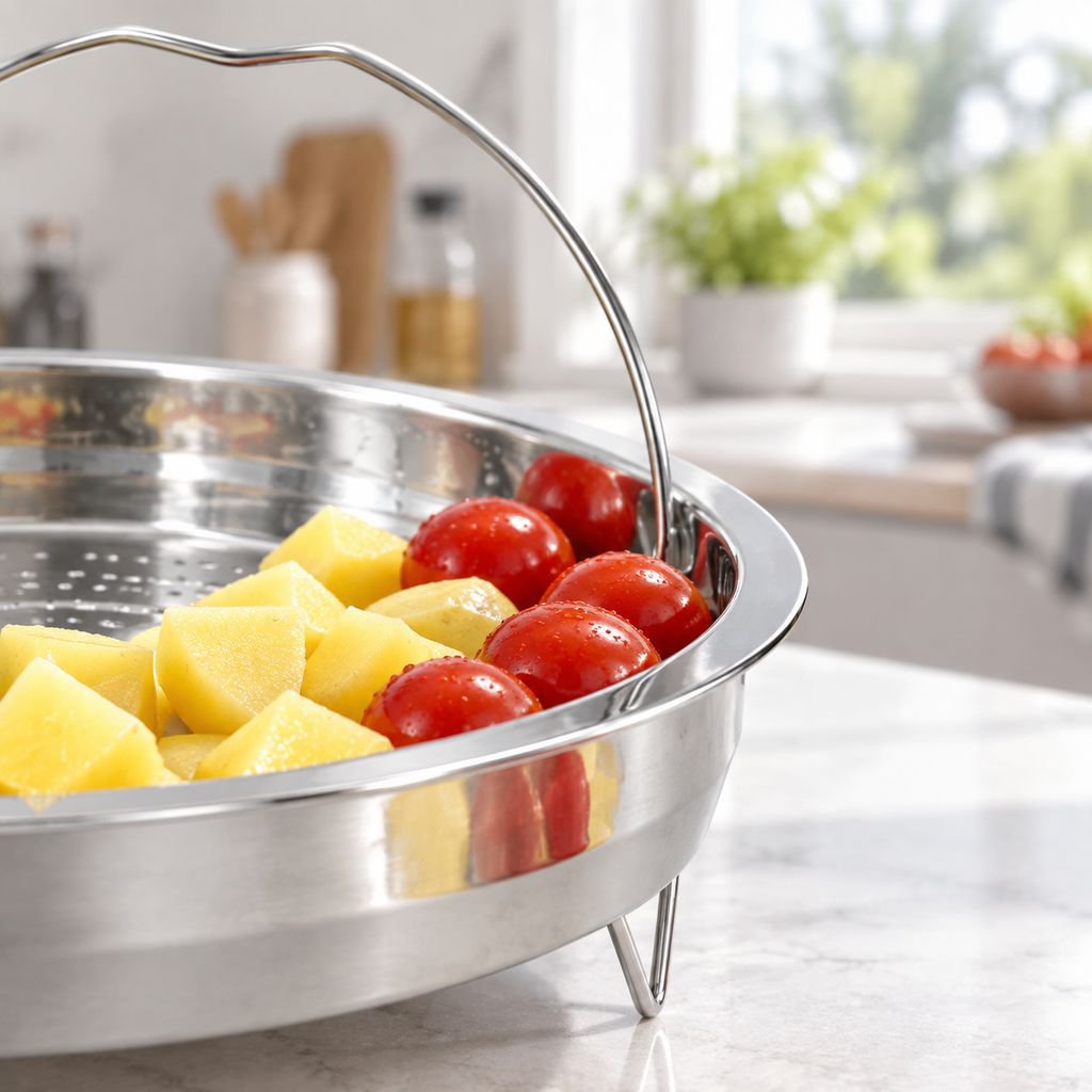Steamer tray for vegetables, fish, and dumplings