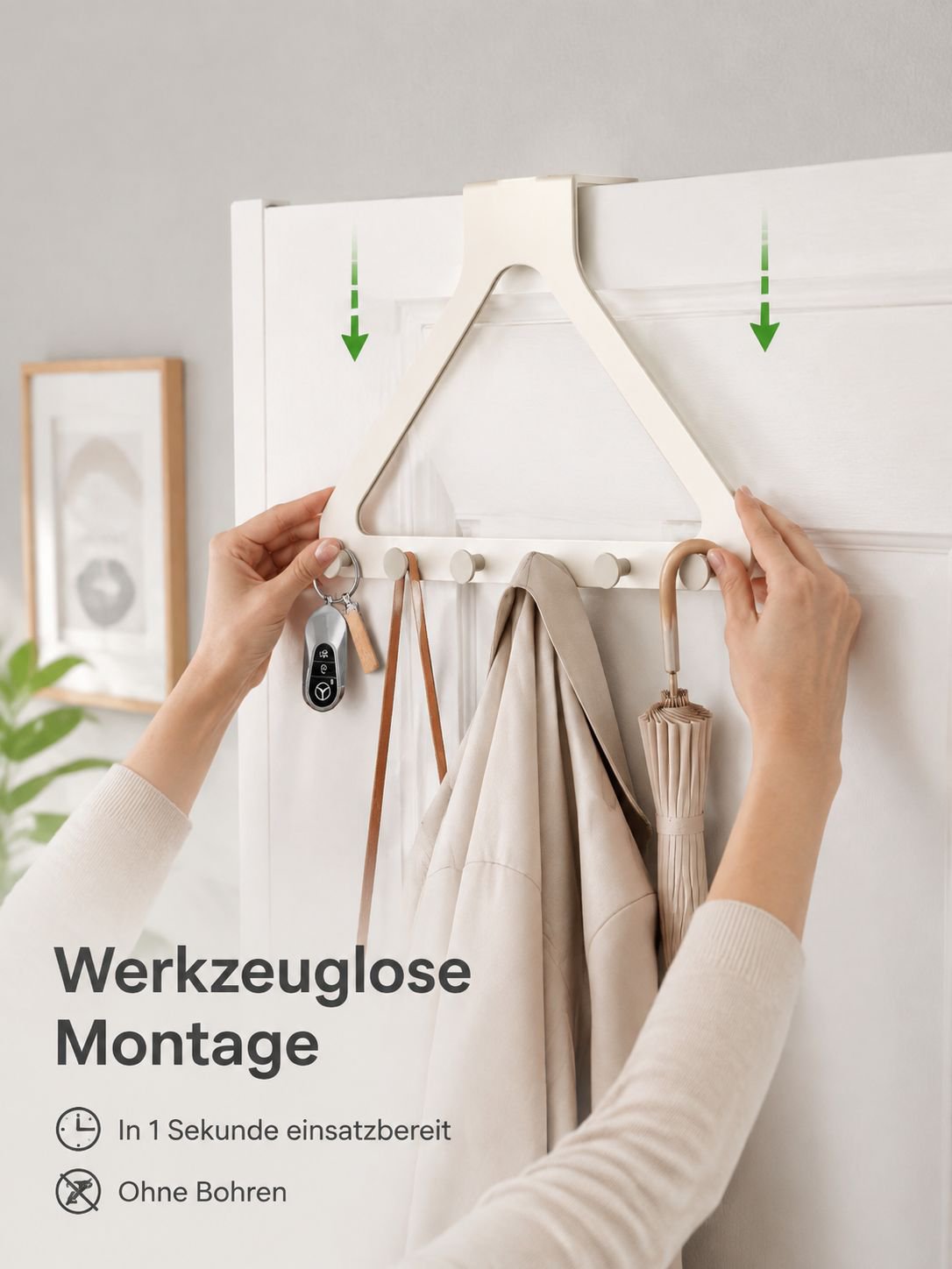 Starker selbstklebender Wandhaken Garderobe für Schlafzimmer und Badezimmer hinter der Tür