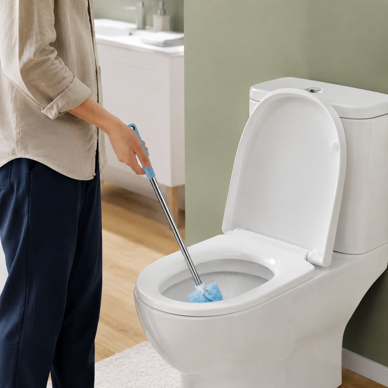 Stainless Steel Handle Toilet Cleaning Brush