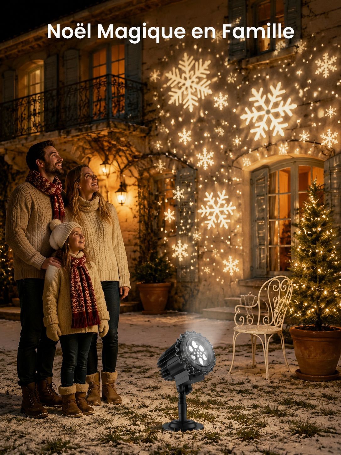 Lampe de projection de Noël extérieure étanche haute luminosité lampe de flocon de neige européenne 