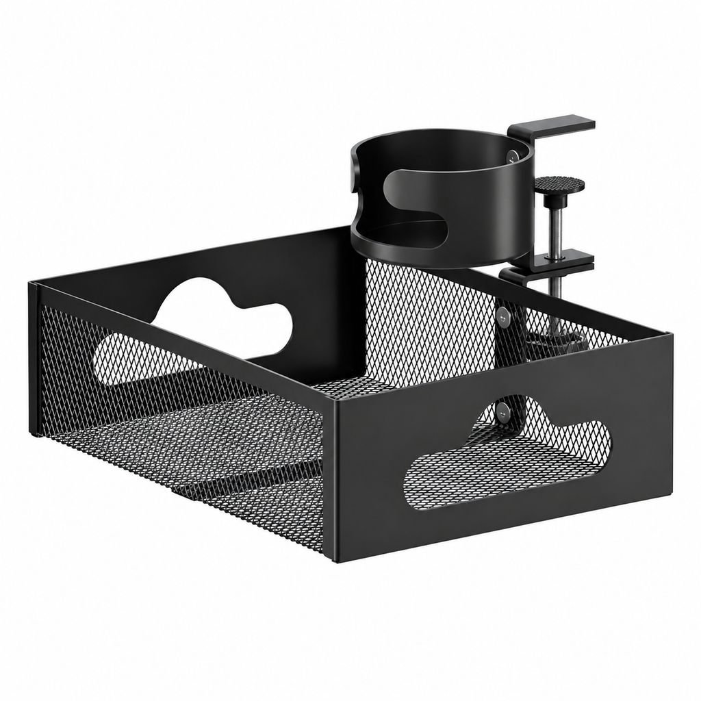 Kabelmanagement-Rack für unter den Schreibtisch, bohrfreier Kabelkorb aus Drahtgeflecht, Halterung f