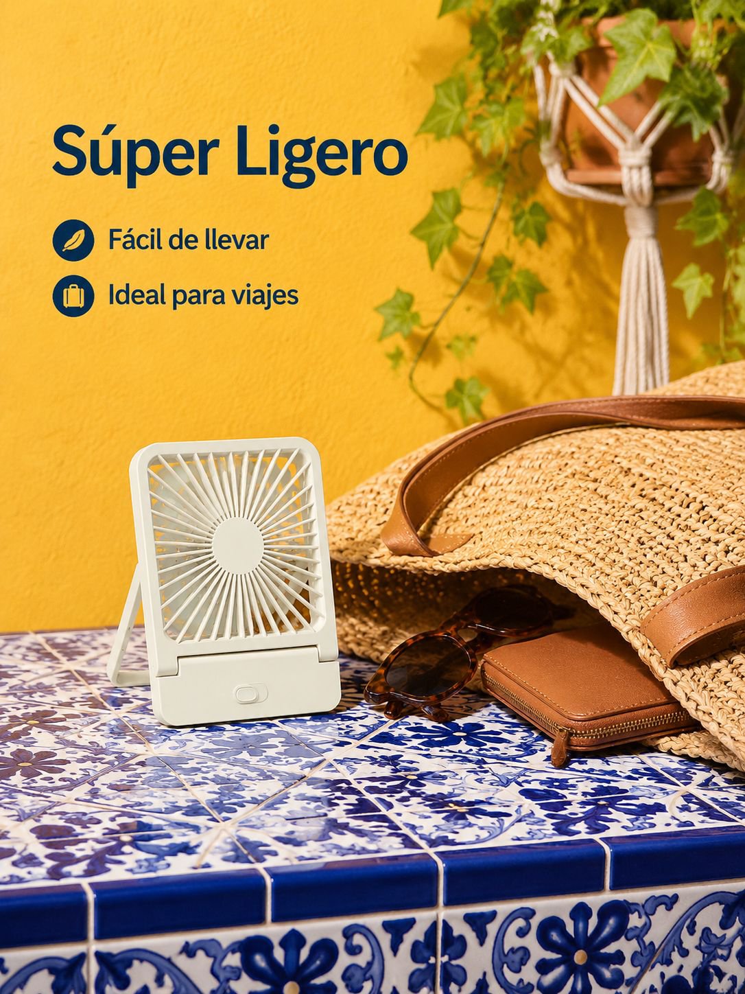 Mini ventilador portátil recargable con cable USB