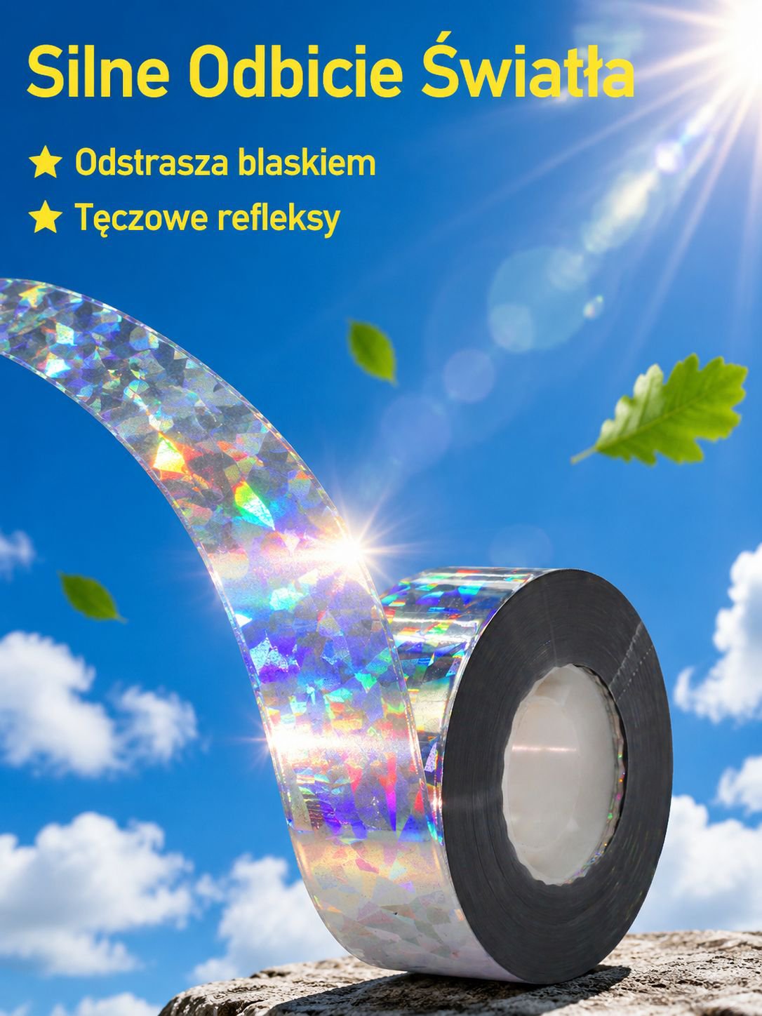 Taśma odblaskowa odstraszająca ptaki do sadu, ogrodu i balkonu
