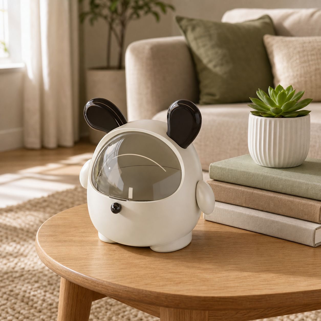 Multifunctional Desktop Trash Bin with Lid, Creative Home Organizer