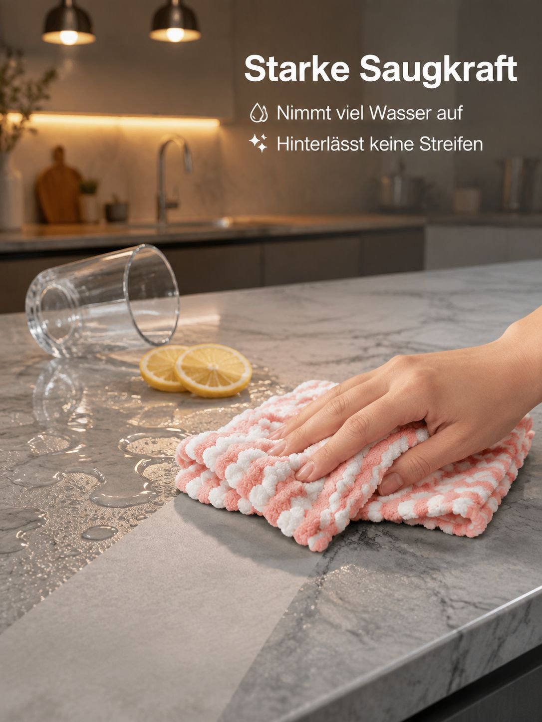 Thickened Strong Absorbent Kitchen Cleaning Cloth with Edge Stripes, Household Cleaning Coral Fleece