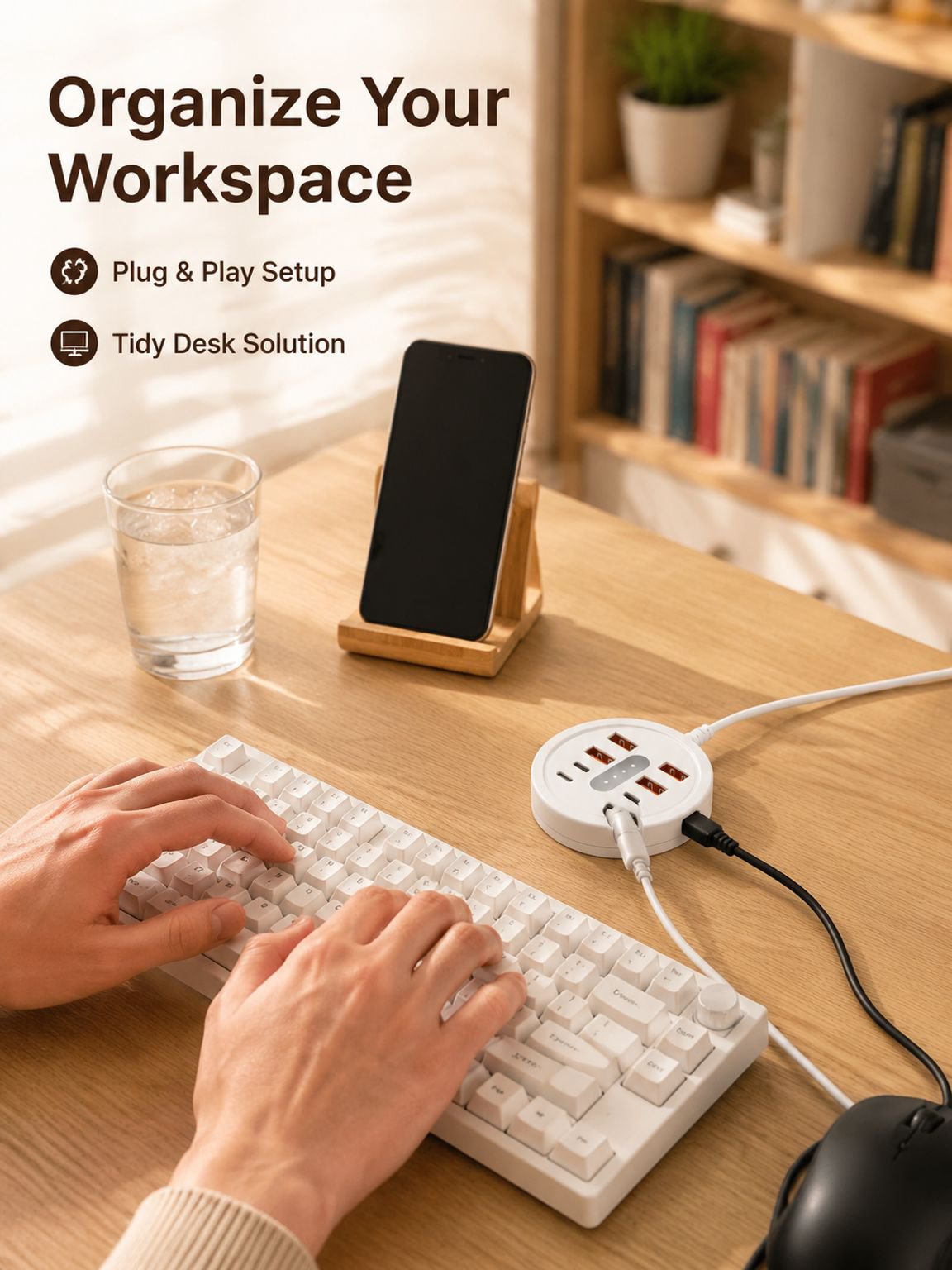 Circular 8-in-1 Portable Multi-Port Dock with USB + Type-C Fast Charging Phone Adapter Power Strip