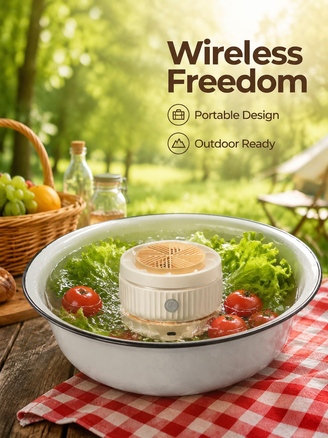 Wireless electric fruit and vegetable washing and purifying machine, food washing machine, removes p
