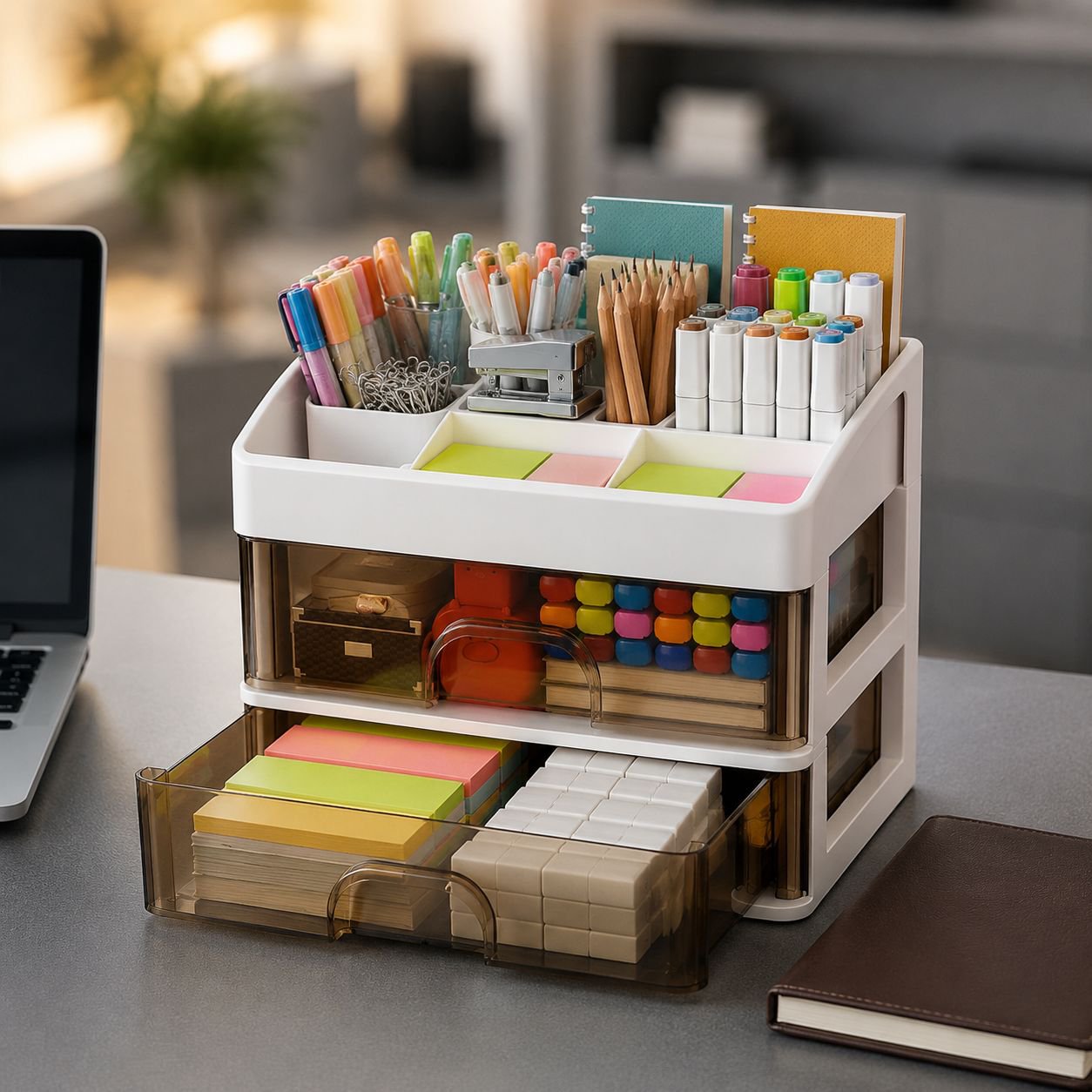 Schubladen-Typ Desktop-Aufbewahrungsbox Büro Schreibtisch Aufbewahrungsbox für Schreibwaren und Kosm