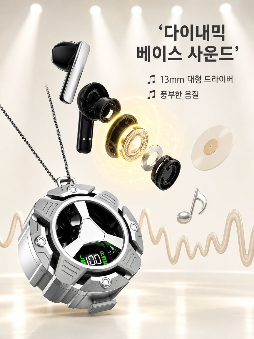 메카닉 스타일 무선 블루투스 이어폰