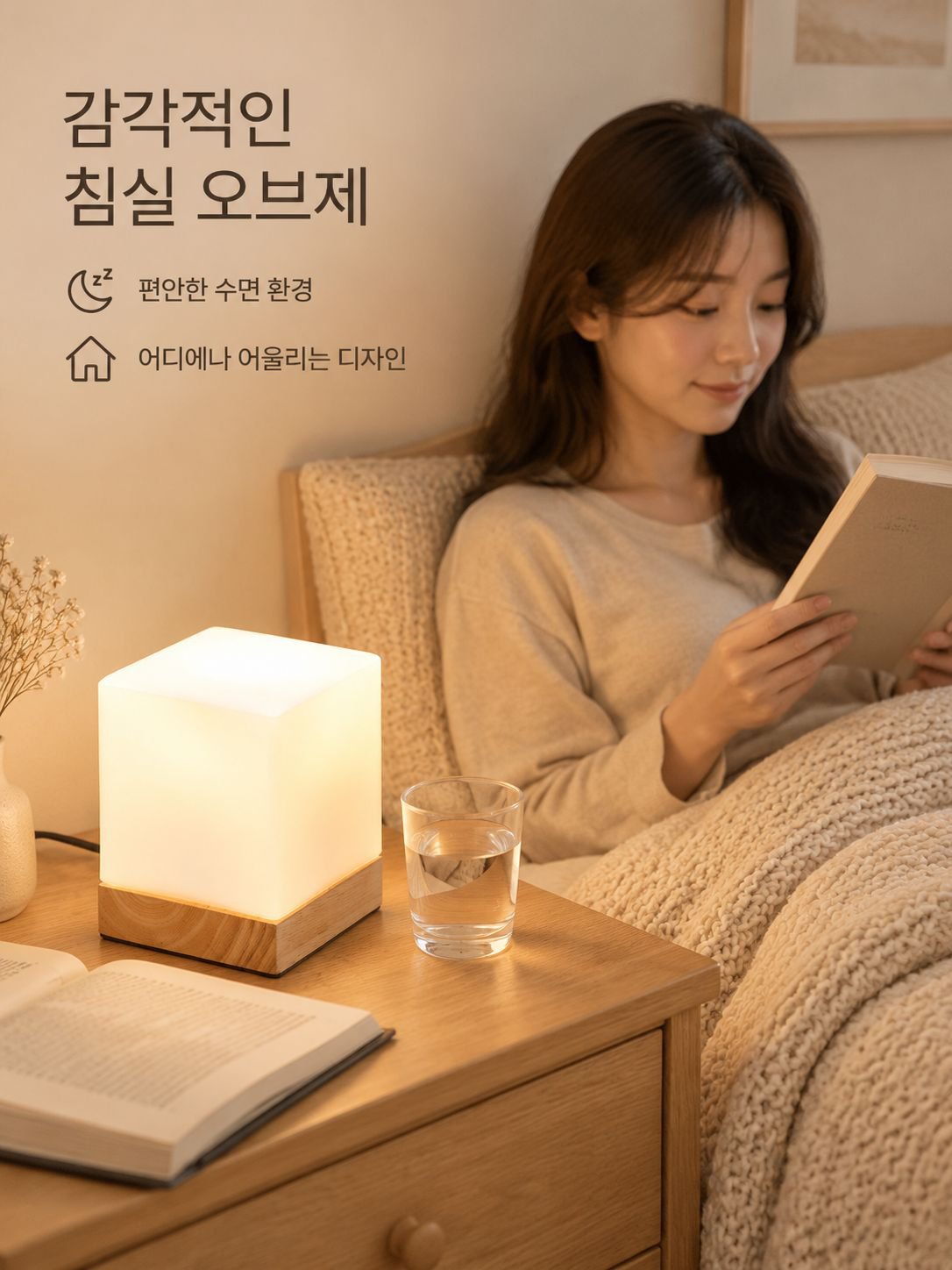 심플한 유리 사각형 테이블 램프