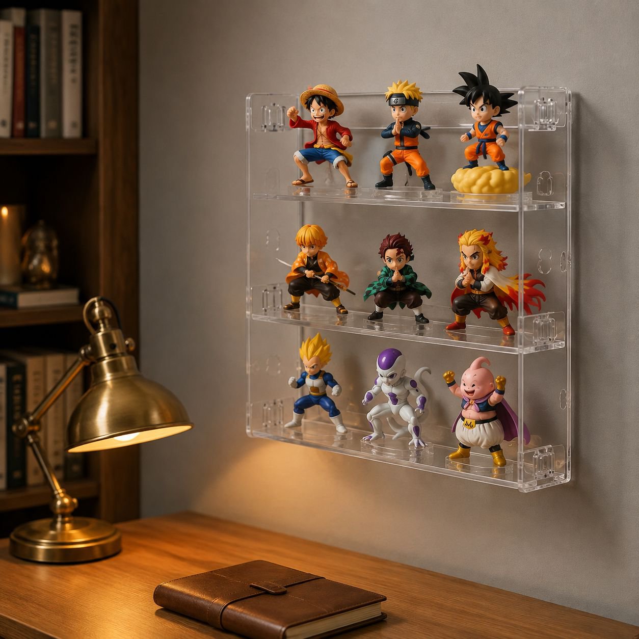 Home Acrylic Transparent Multi-layer Figurine Display Rack Punch-free Wall Mounted Organizer