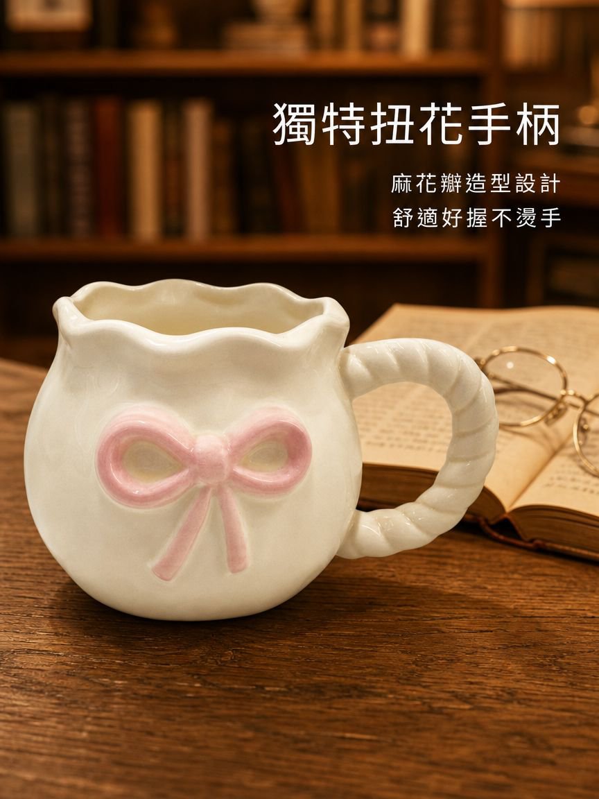 創意手工蝴蝶結陶瓷杯