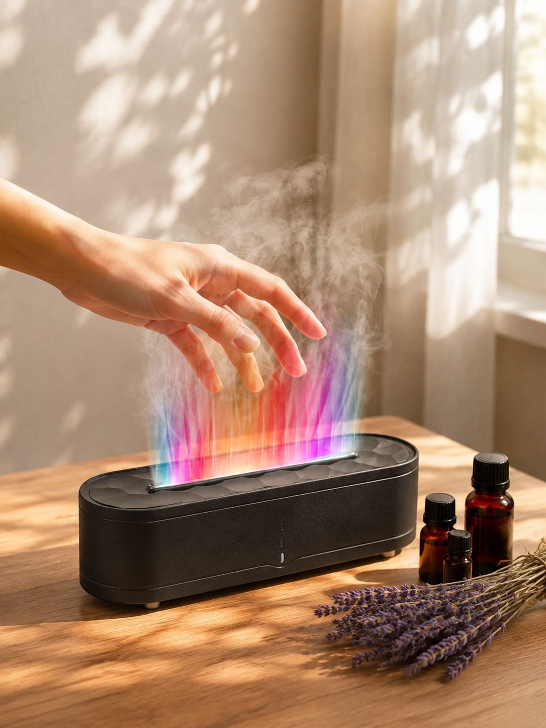 Difusor de aceites esenciales con luz LED y efecto fuego