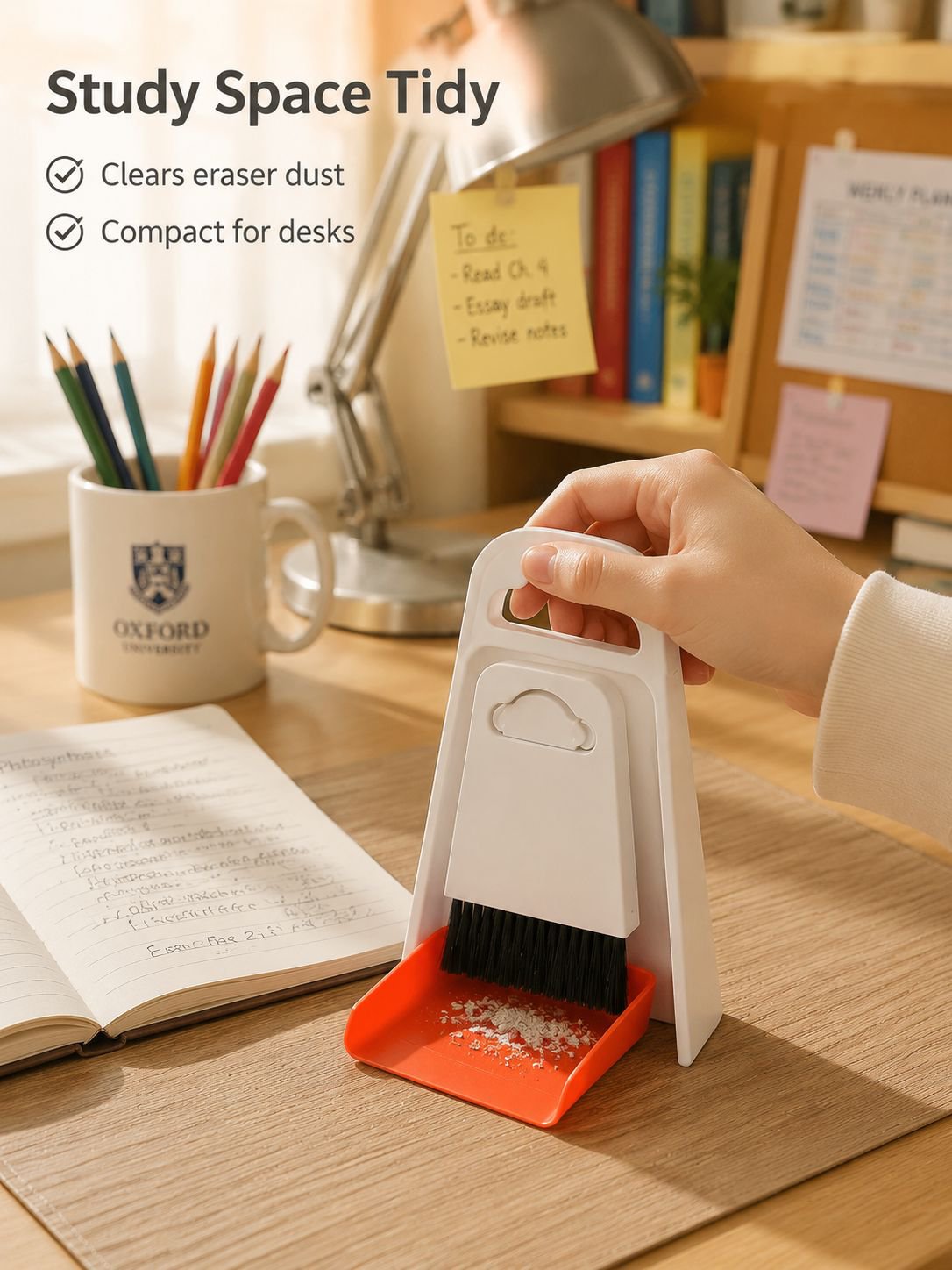 Desktop mini cleaning tool set, includes small broom, dustpan, and cleaning shovel