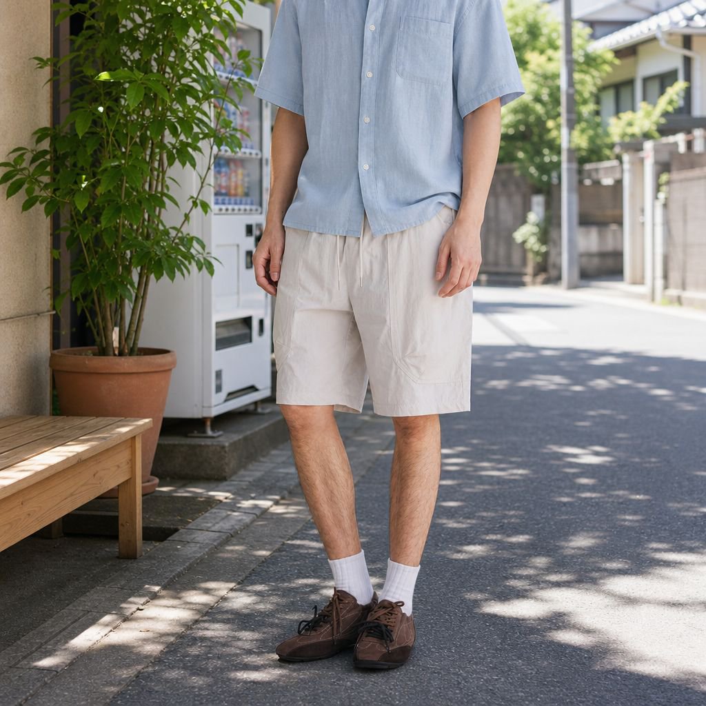メンズゆったりストレートレッグカジュアルショートパンツ