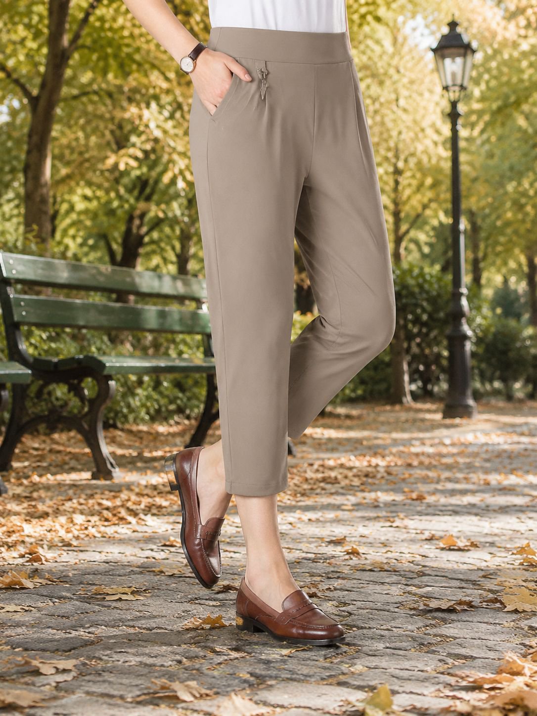 Pantalon casual marron idéal pour l'été et l'automne