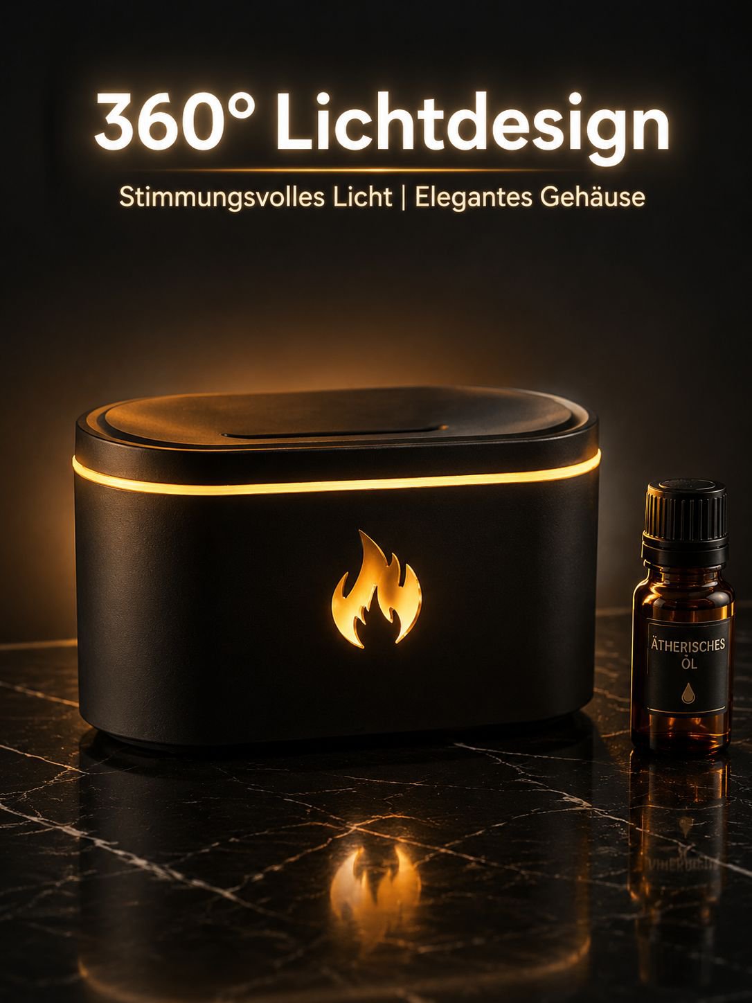Flammen-Effekt Aroma Diffusor mit USB-Stecker und Nachtlicht für Zuhause