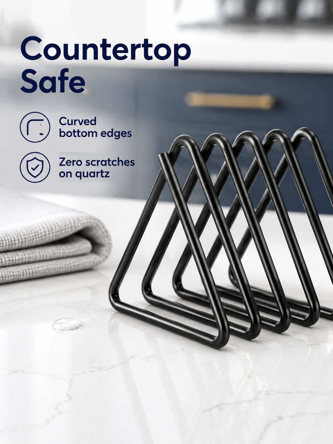 Sturdy iron rack designed for tabletop cutting board storage