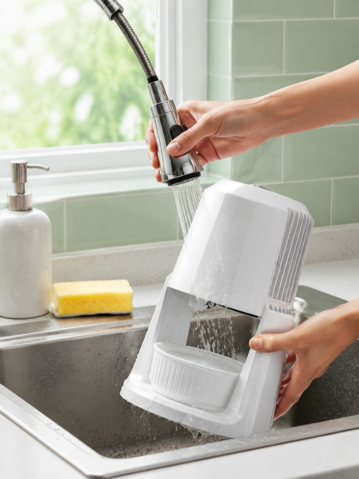JMY ice shaver machine with ice compartment open