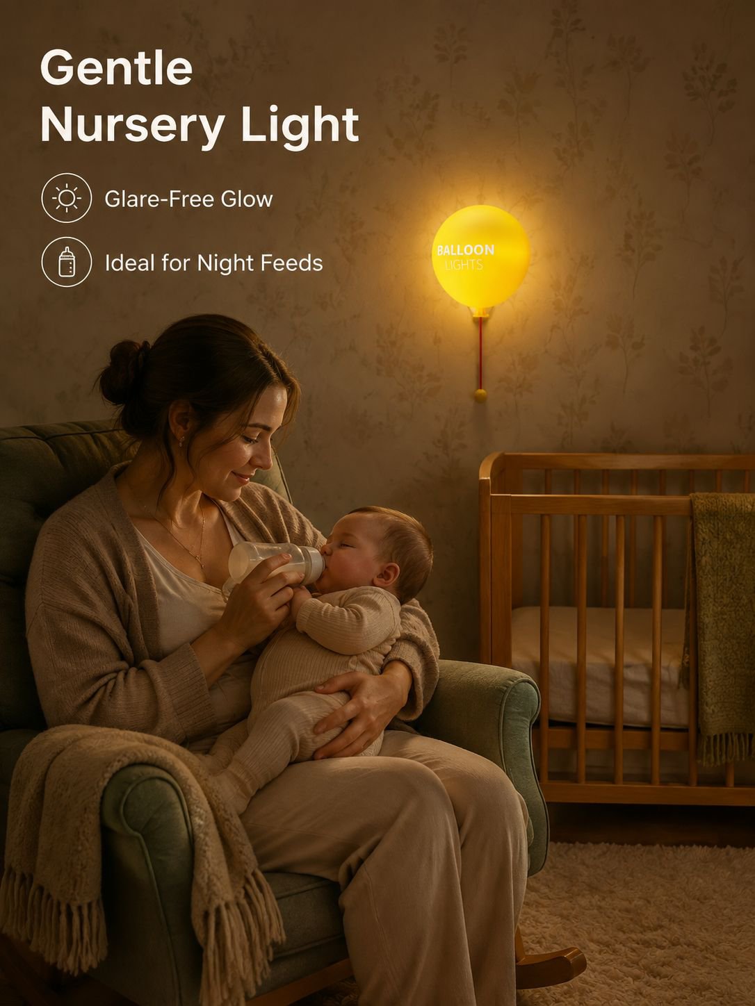 JMY Silicone Balloon Night Light, Breastfeeding Lamp, Bedside Lamp, Wall-mountable or Handheld, Thre