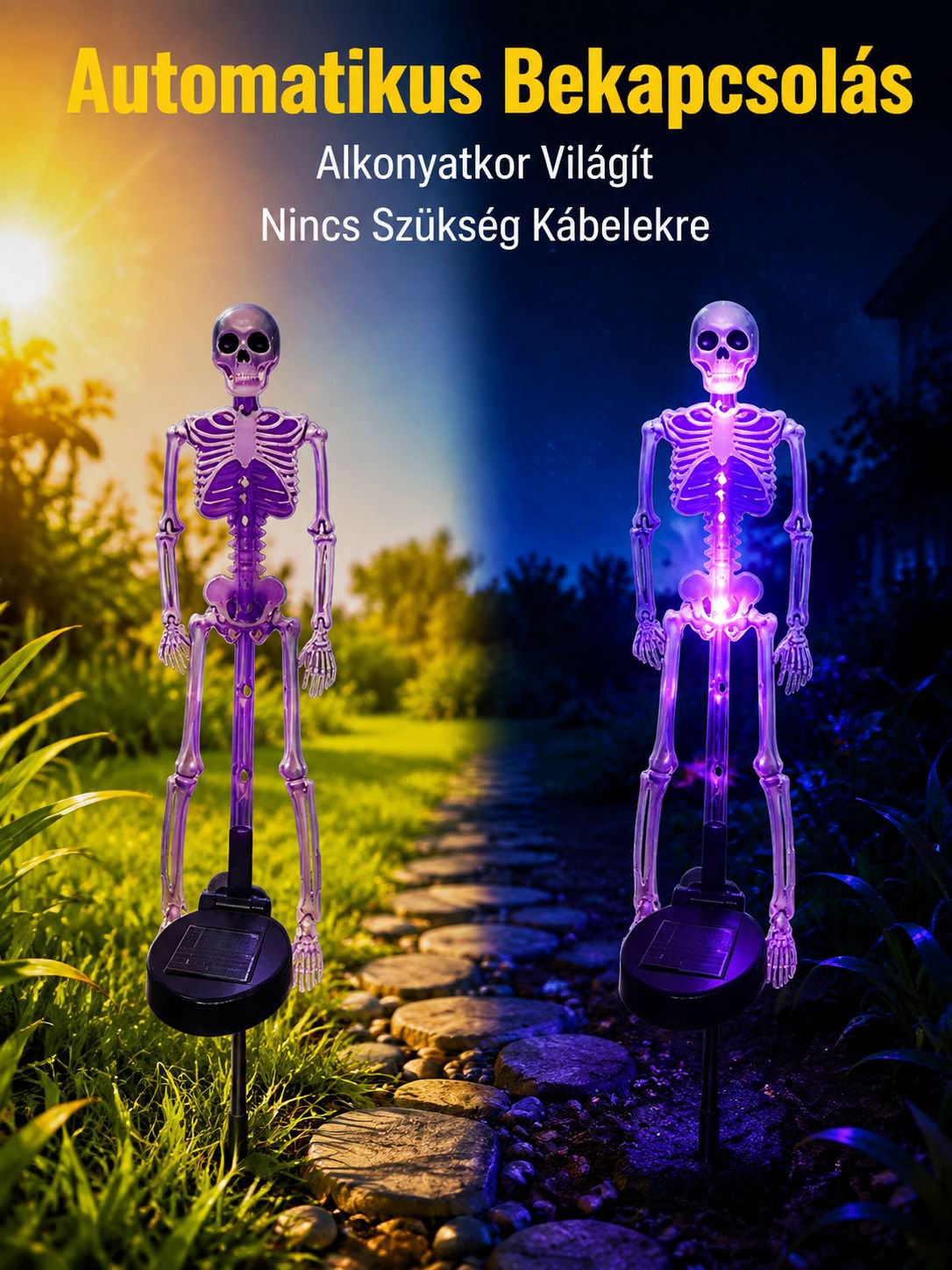 Napelemes koponya leszúrható lámpa