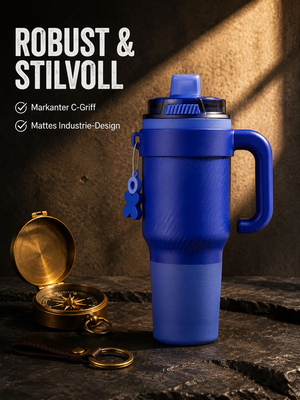 Modischer Edelstahl-Thermobecher mit Strohhalm für Heim und Büro