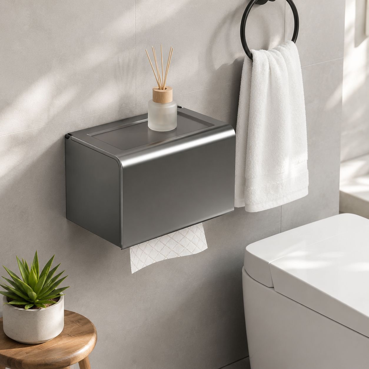 Non-drilling Bathroom Waterproof Tissue Holder